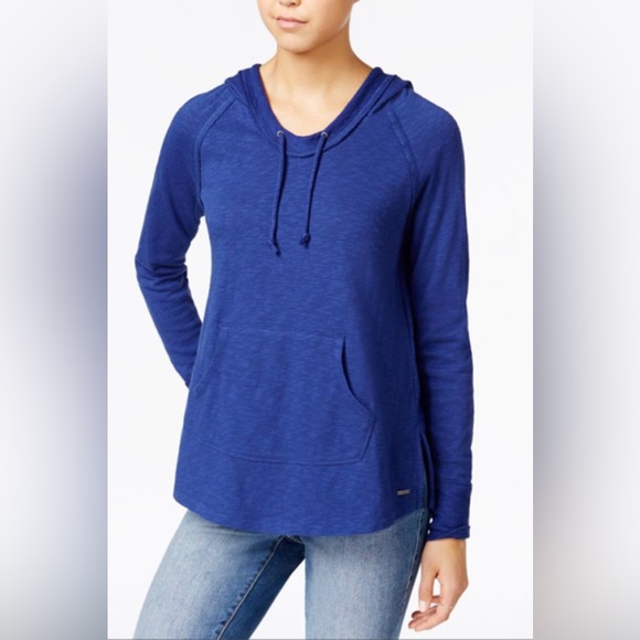 ROXY Weekend Escape 2 Dark Blue Hoodie Pocket Drawstring Lightweight Soft XS - Picture 1 of 15
